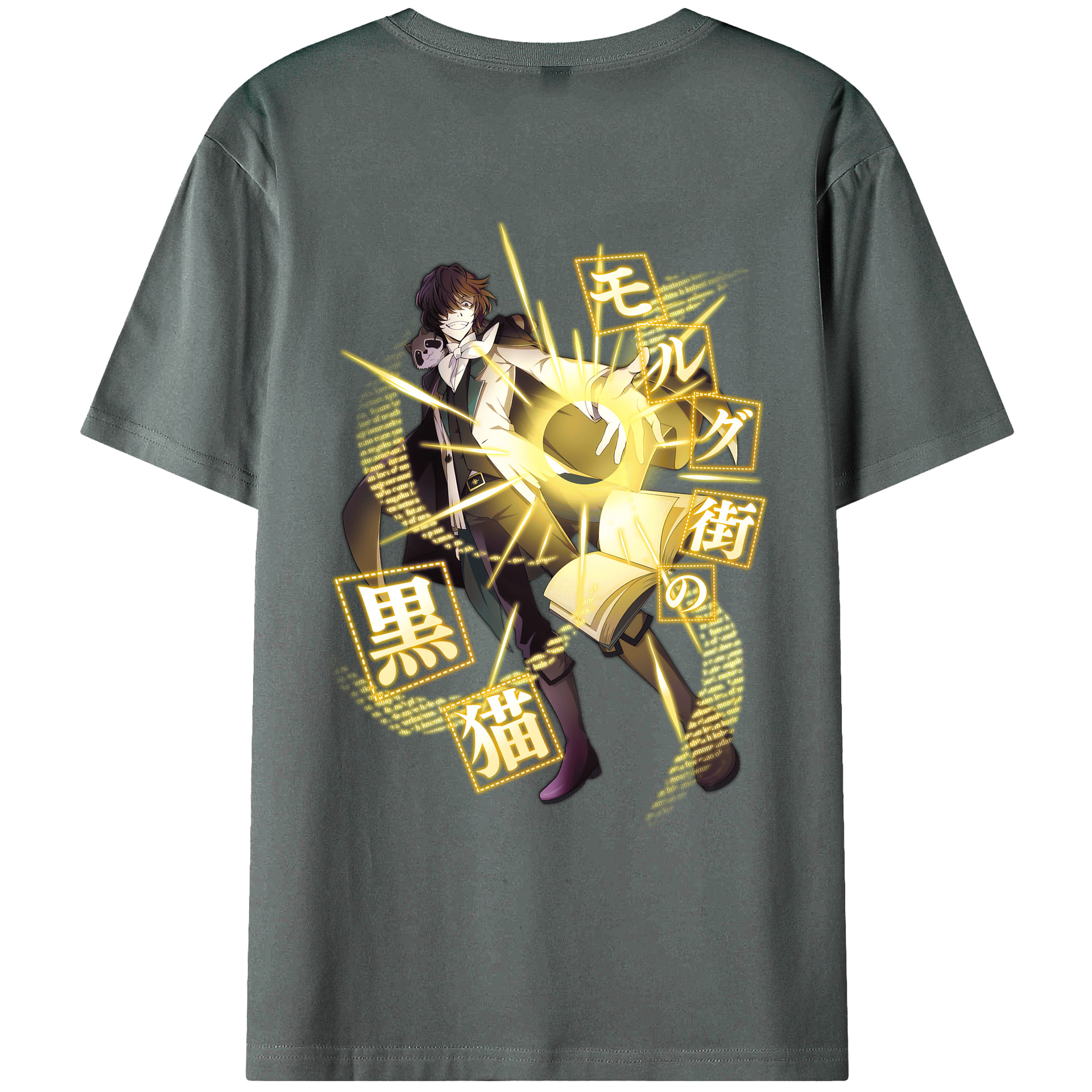文豪ストレイドッグス Bungo Stray Dogs 綿100％ メンズ半袖Tシャツ（バックプリント） 通気性